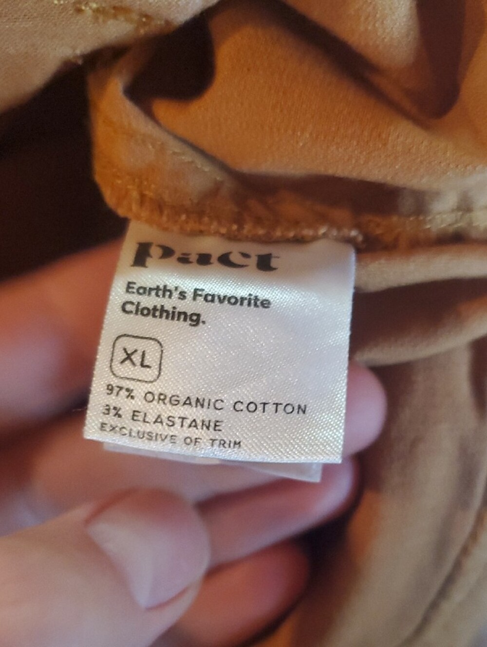 Pact Organic Cotton Camel Tan Jogger Pants with Ankle Zips Size XL - Picture 4 of 6